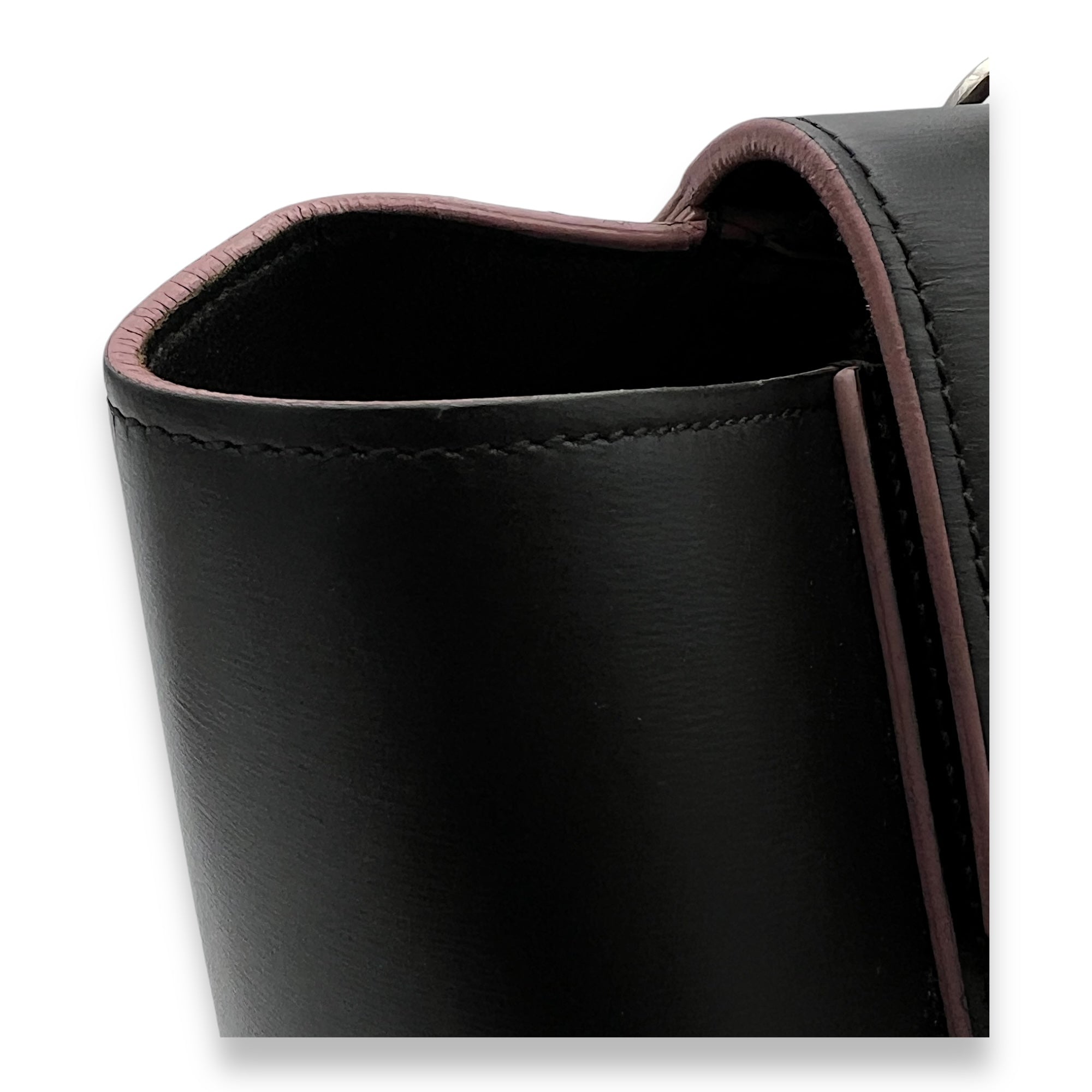 Belt Top Handle Bag Black in Calfskin, Silver hardware