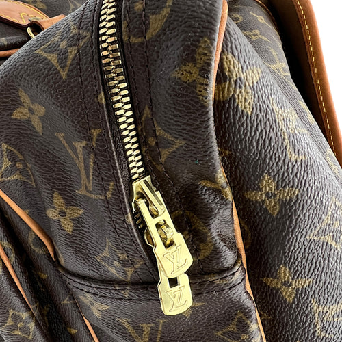 Sac Chasse Hunting Brown Top Handle Bag in Monogram Coated Canvas, Gold hardware