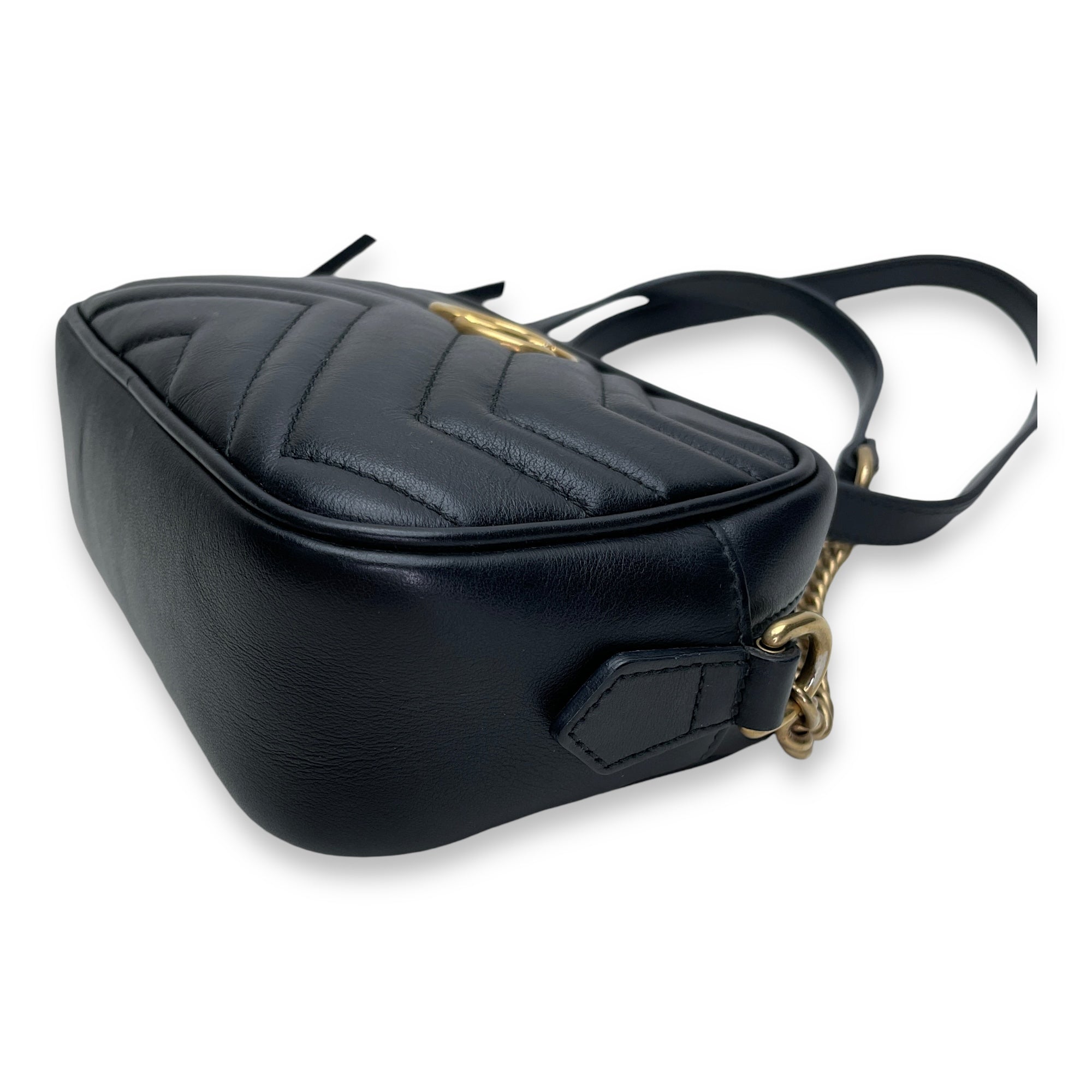 GG Marmont Mini Crossbody bag in Calfskin, Gold Hardware