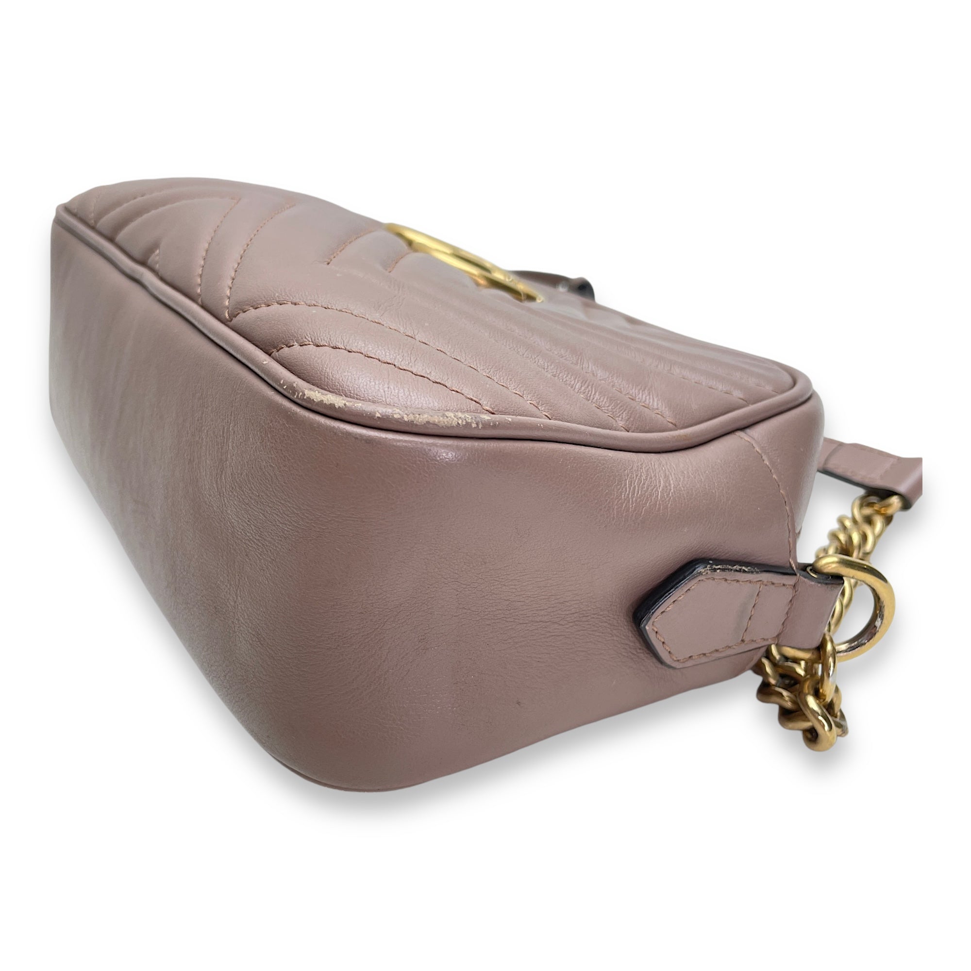 GG Marmont Small Crossbody bag in Calfskin, Gold Hardware