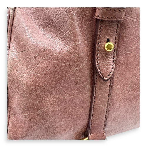 Logo Top Handle Bag Pink in Calfskin, Gold hardware