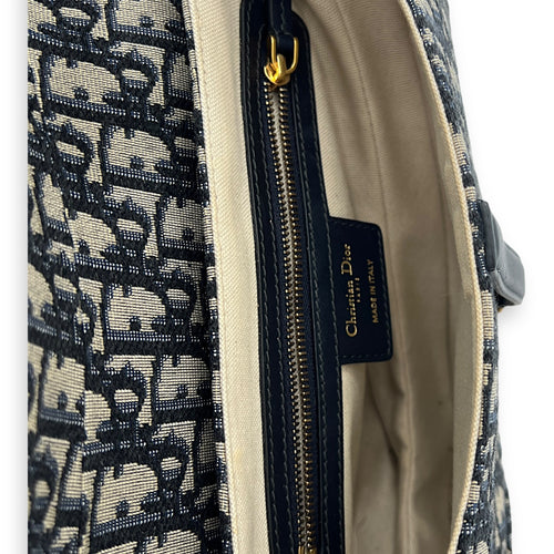 Saddle Shoulder Bag Medium Blue in Canvas, Gold hardware