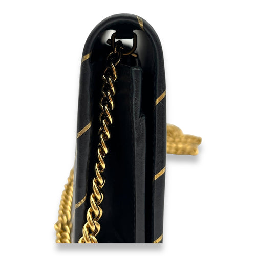 GG Black Wallet On Chain in Calfskin, Gold hardware