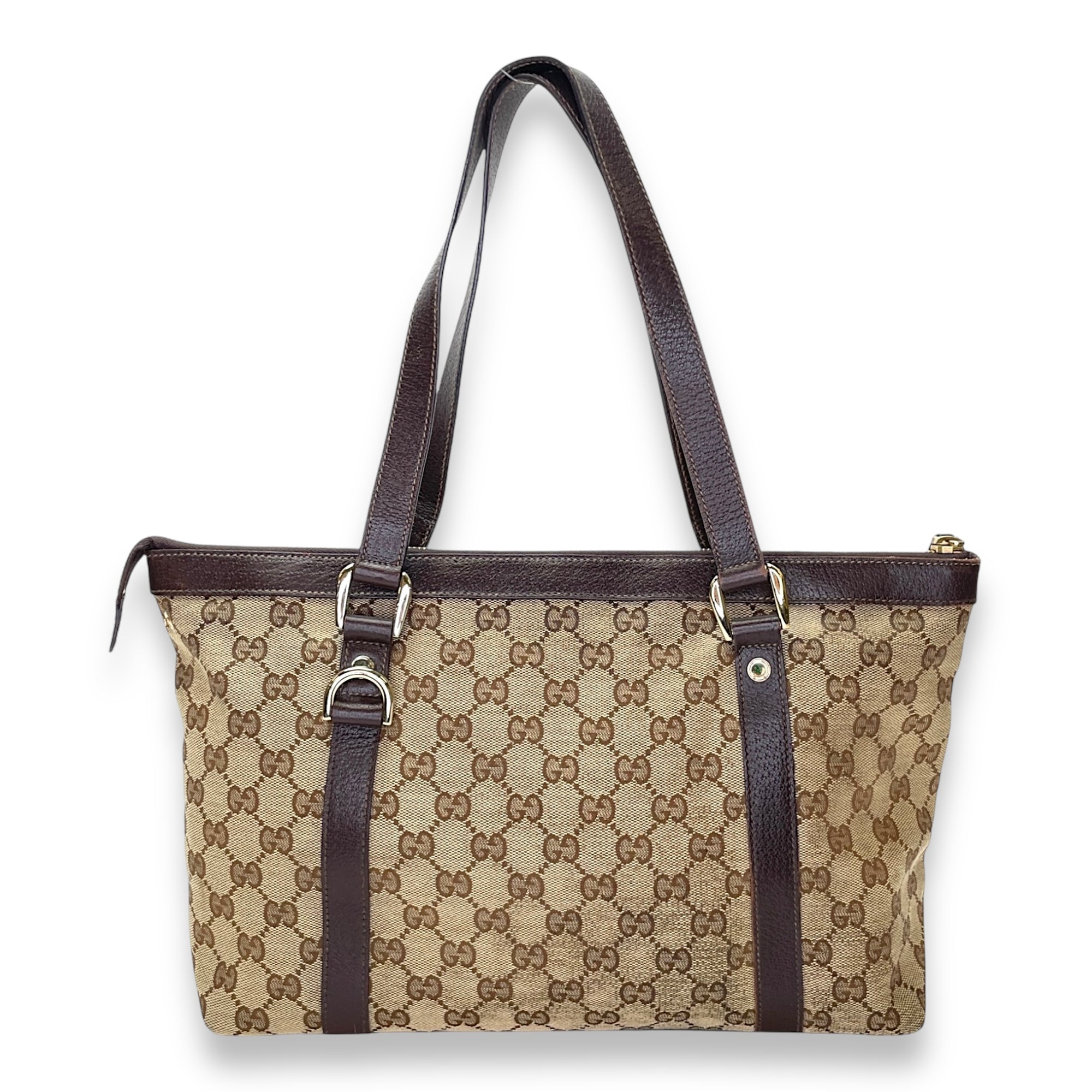 GG Supreme Brown Shoulder Bag in Canvas, Gold hardware