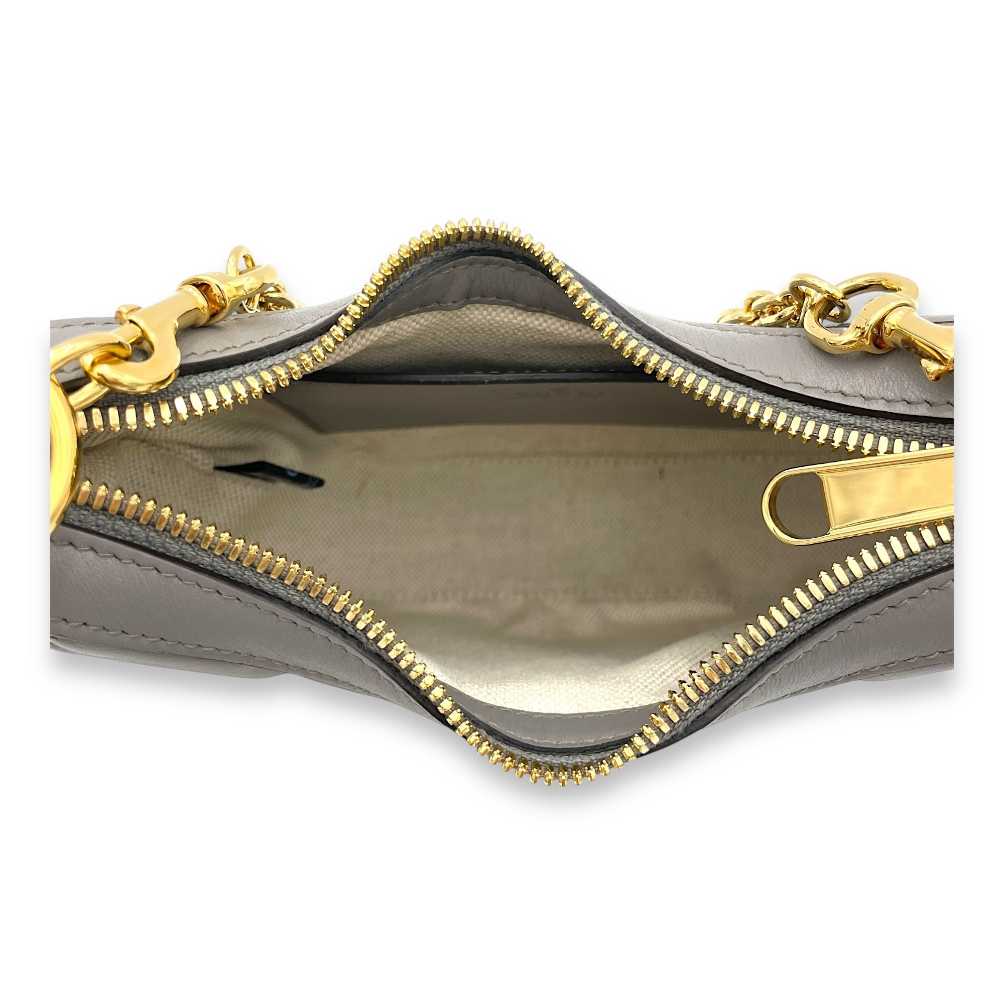 Matelassé Shoulder Bag  Grey in Calfskin , Gold Hardware