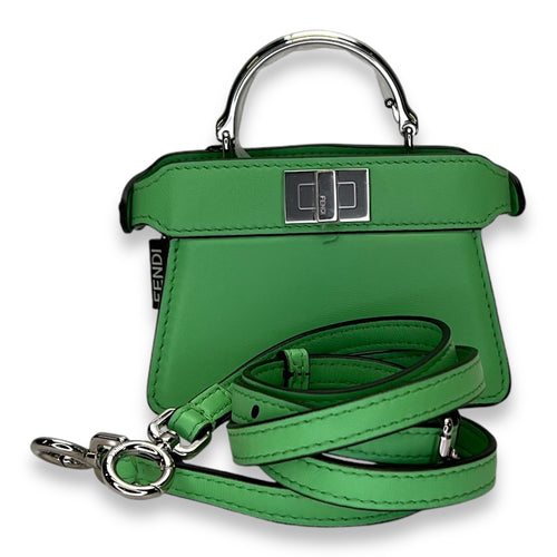 ISeeU Micro Green Top Handle Bag in Calfskin, Silver hardware