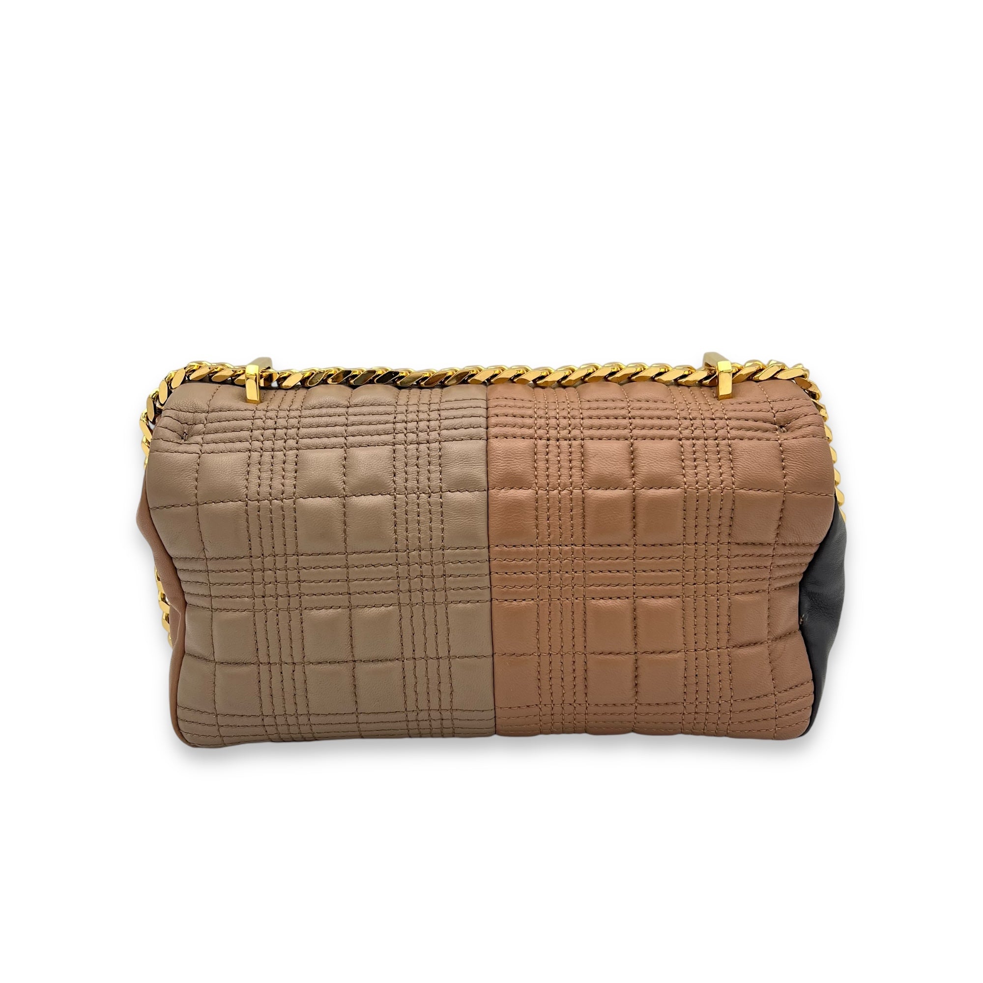 Lola Small Brown Shoulder Bag in Lambskin, Gold hardware