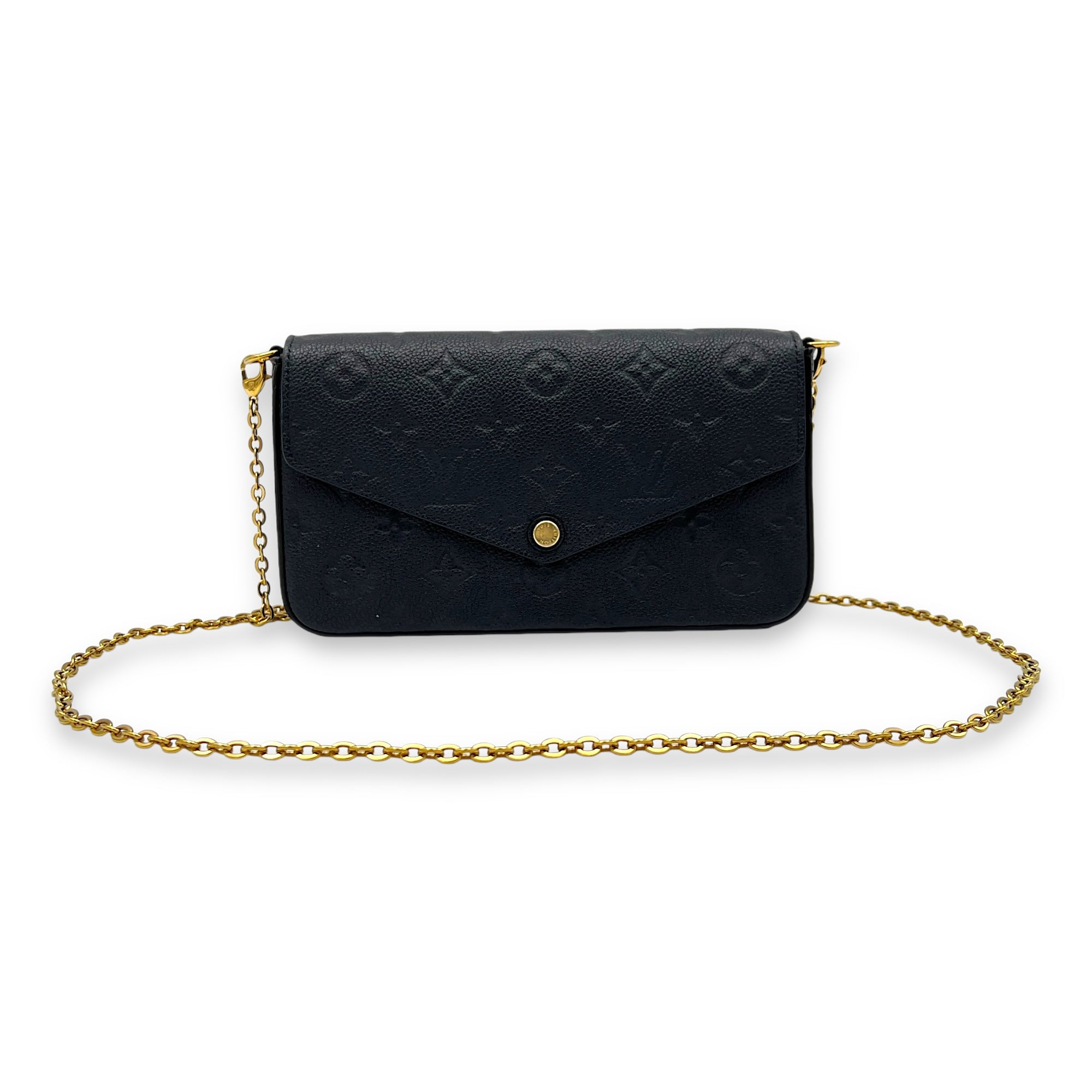 Felicie Black Wallet On Chain in Monogram Empreinte Leather, Gold hardware