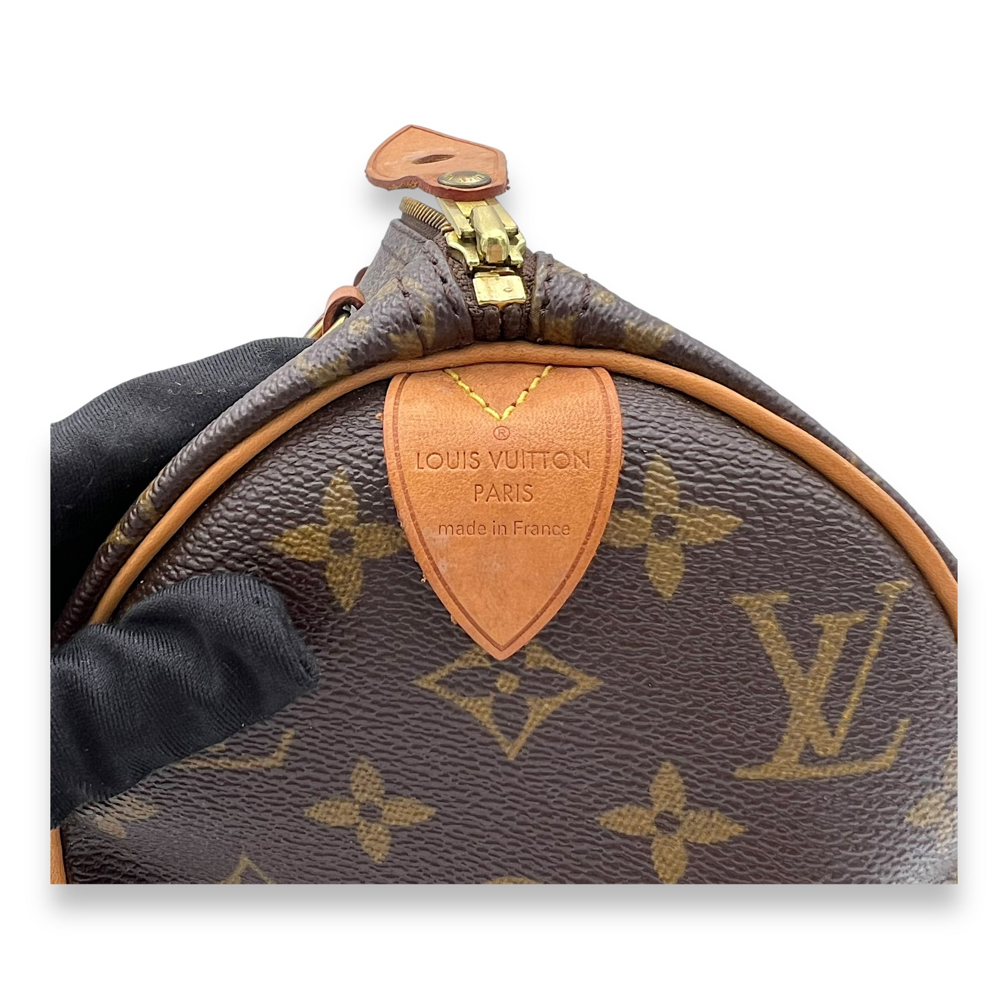 Speedy Top Handle Bag 25 Brown in Monogram Coated Canvas, Gold hardware