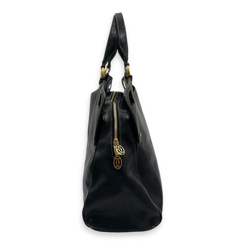 Marcello Top Handle Bag Black in Calfskin, Gold hardware