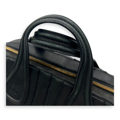 Nightingale Black Top Handle Bag in Lambskin, Gold hardware