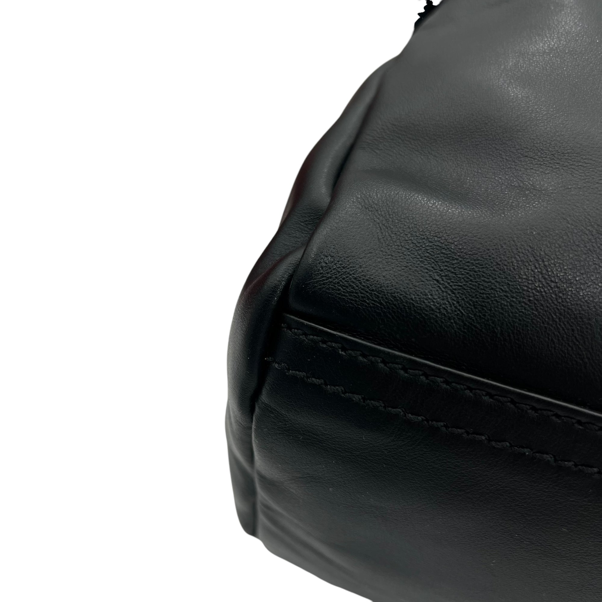 Pandora Top Handle Bag Black in Calfskin, Silver hardware