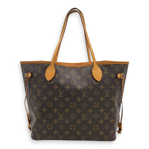 Neverfull Tote Bag MM Brown in Monogram Coated Canvas, Gold hardware