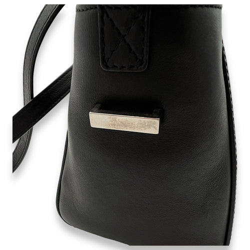 HDG Mini Black Top Handle Bag in Lizard Embossed Calfskin, Silver hardware