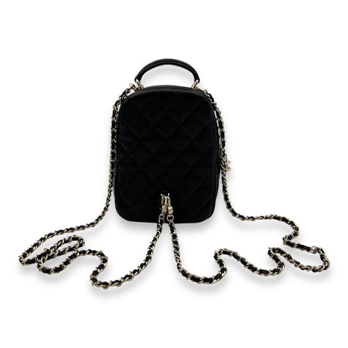 Quilted Backpack Black in Caviar Leather, Light Gold hardware