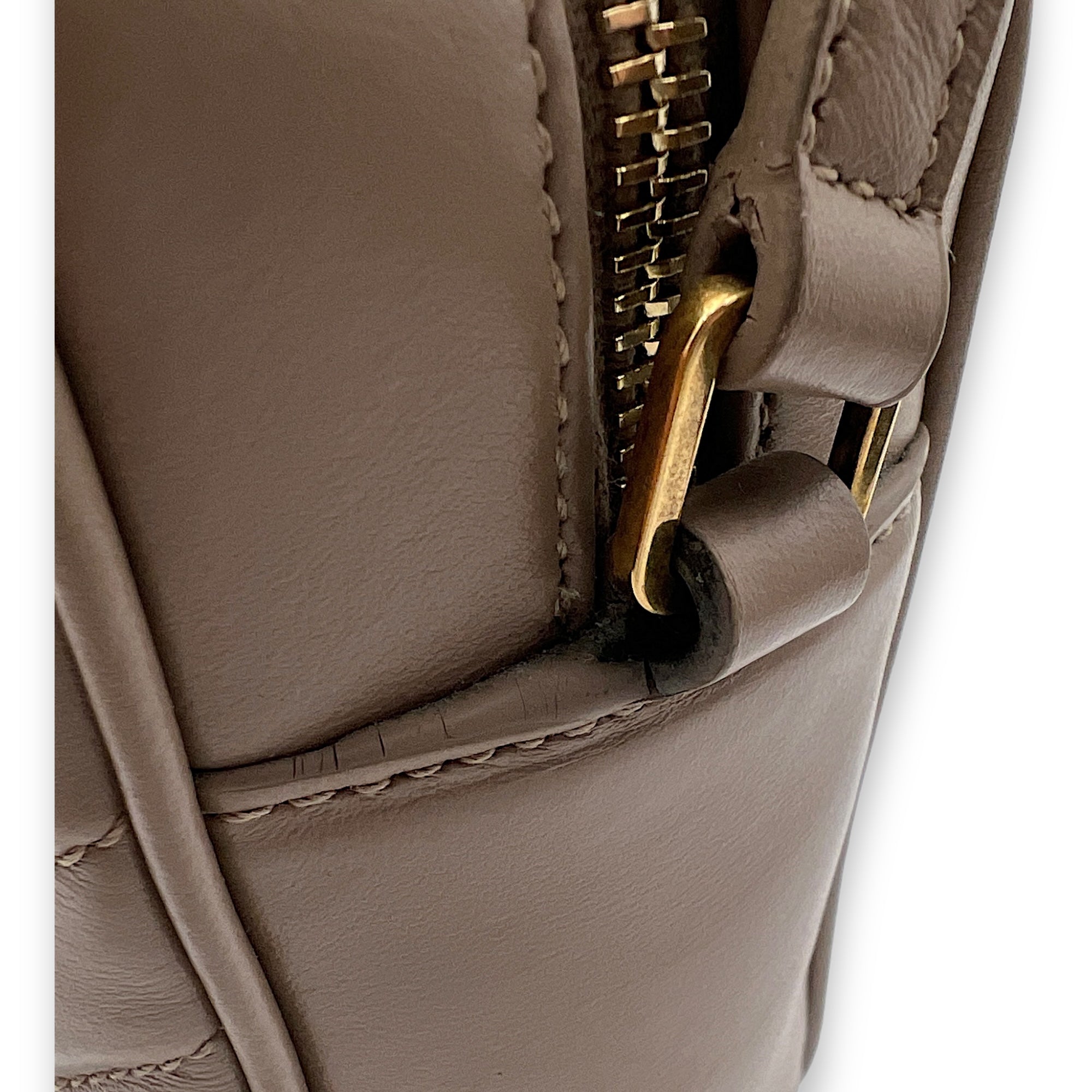 Lou Crossbody Bag Beige in Calfskin, Gold hardware