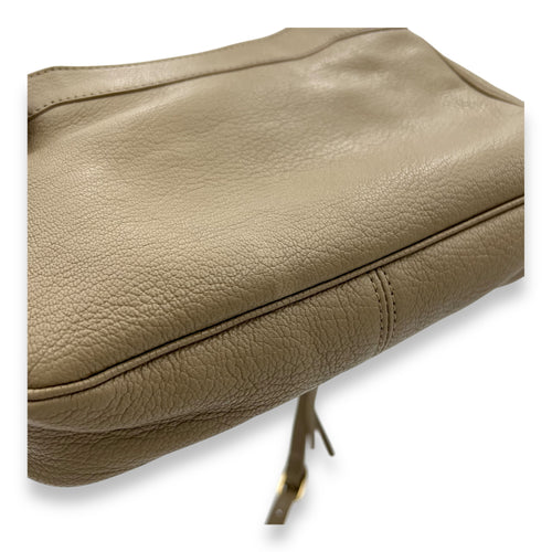 Metallic Edge Classic  Crossbody Bag Beige in Calfskin, Gold hardware