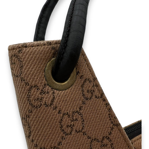 GG Shoulder Bag Brown in Canvas, Silver hardware