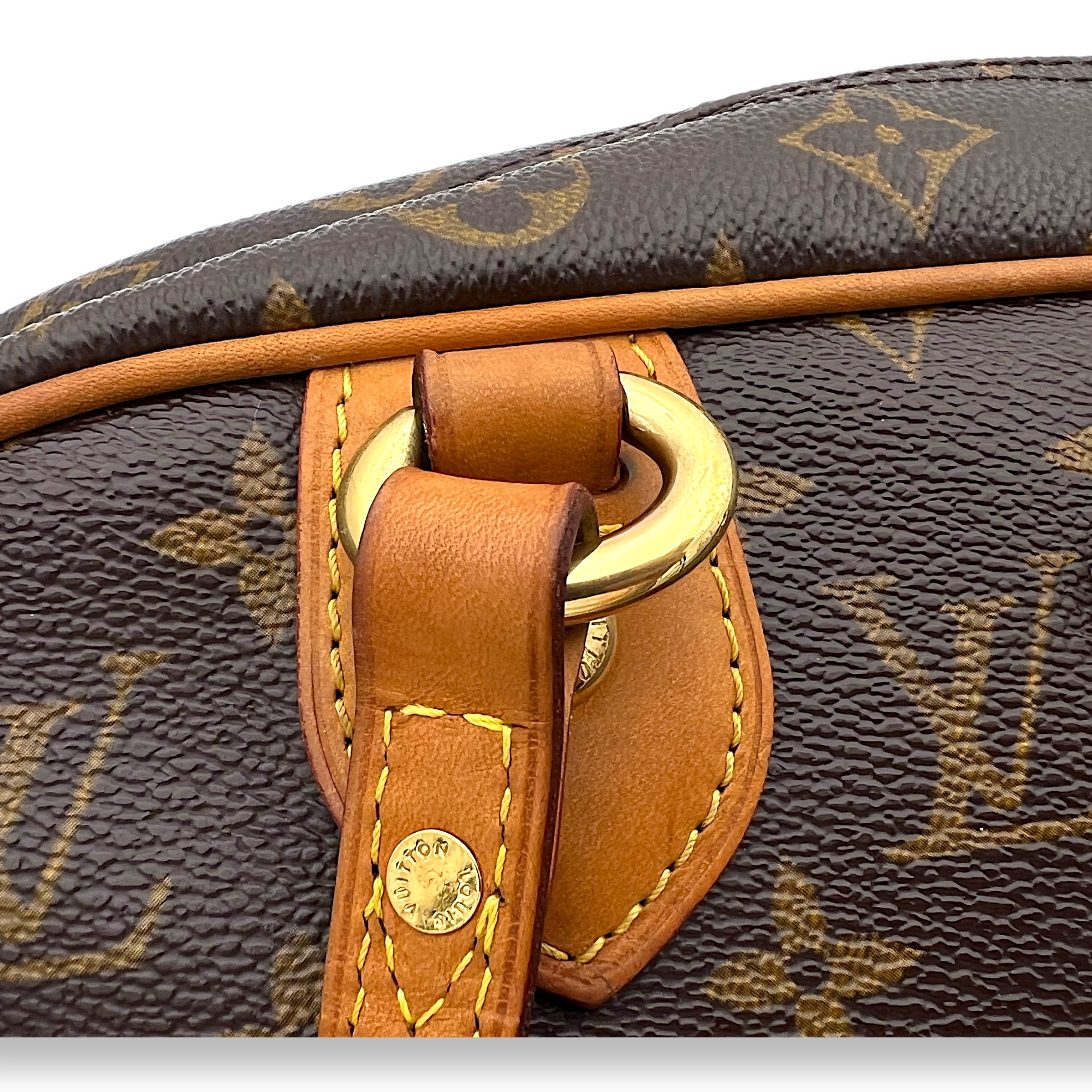 Montorgueil Top Handle Bag GM Brown in Monogram Coated Canvas, Gold hardware