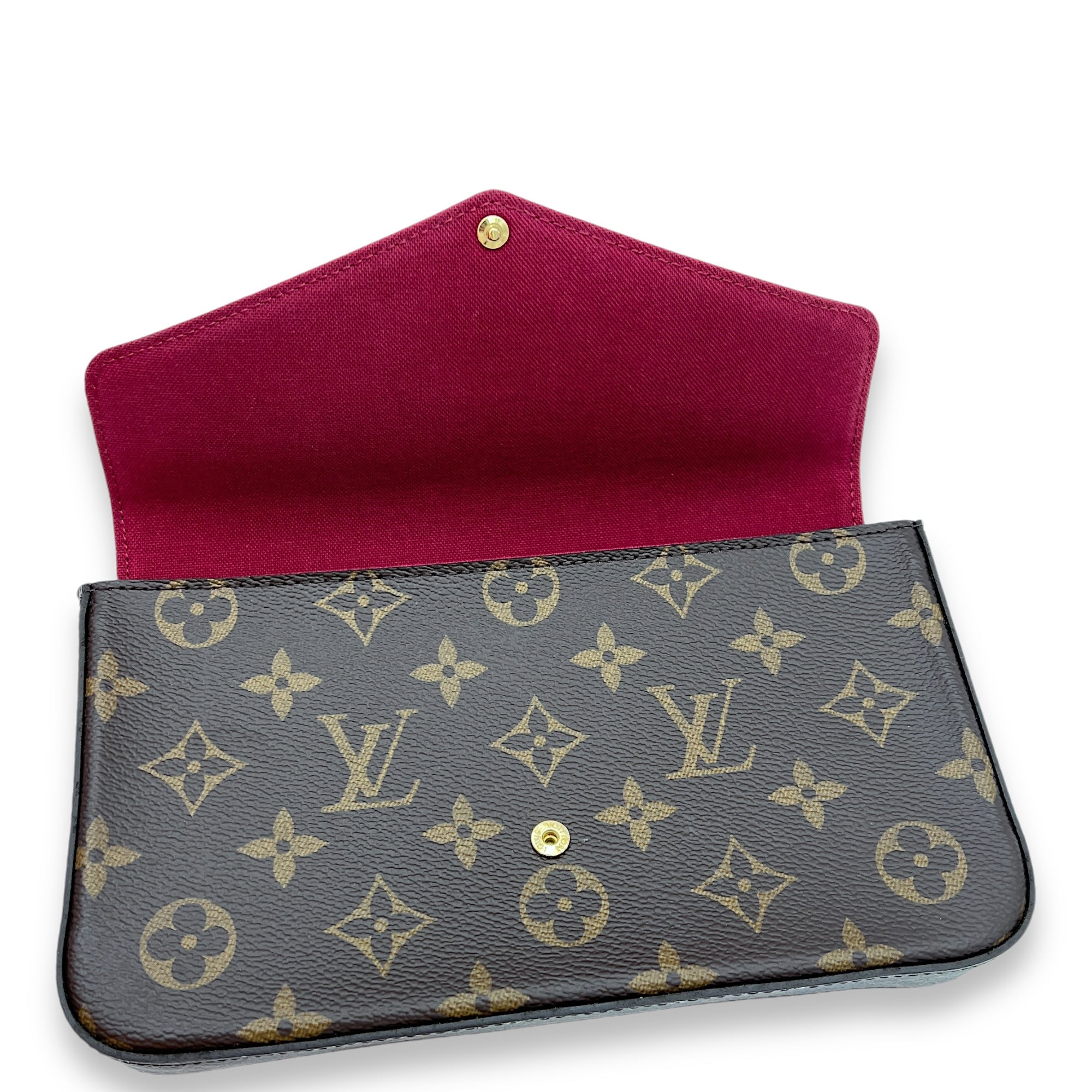 Felicie Wallet On Chain Brown in Monogram Coated Canvas, Gold hardware