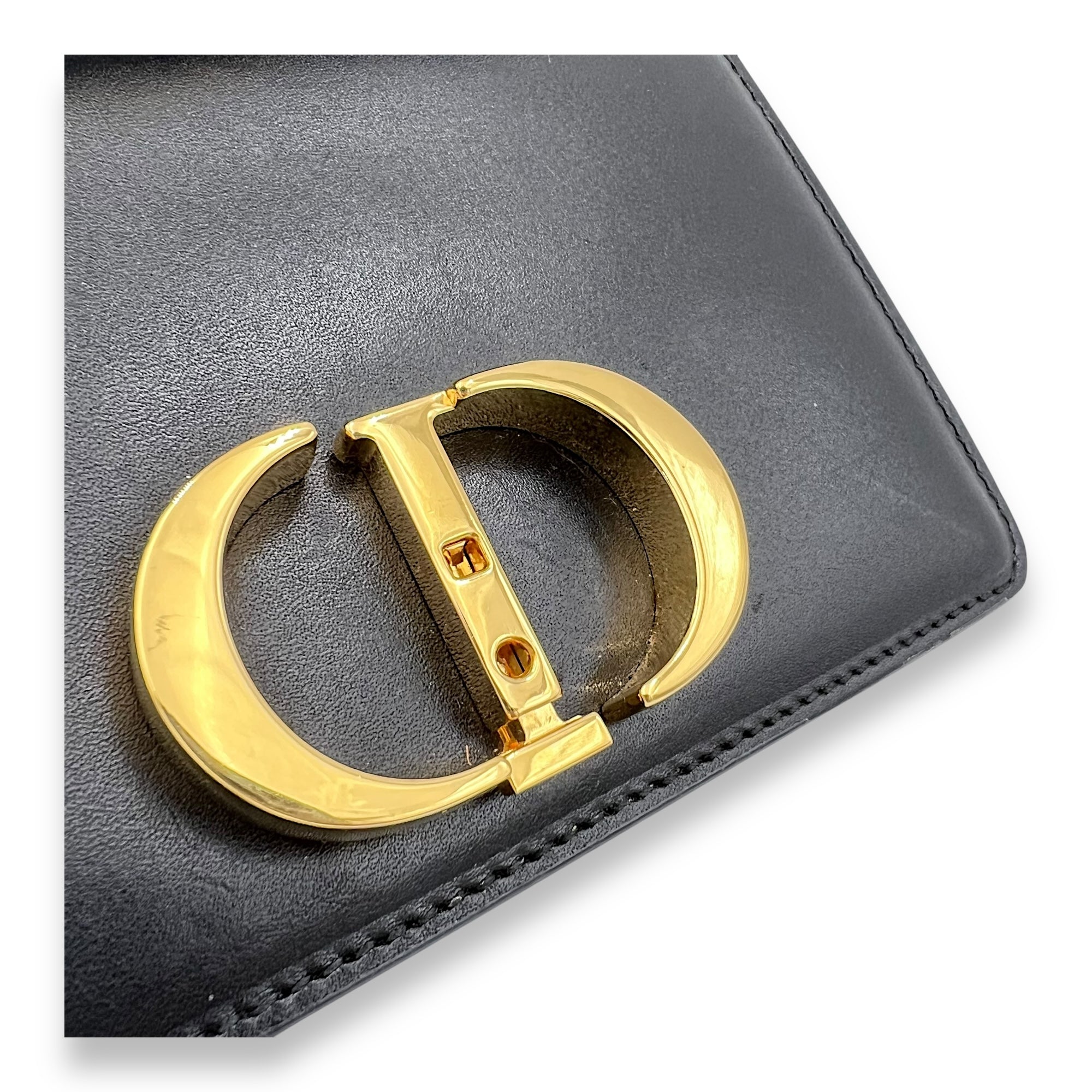 30 Montaigne Micro Black Crossbody Bag in Calfskin, Gold hardware