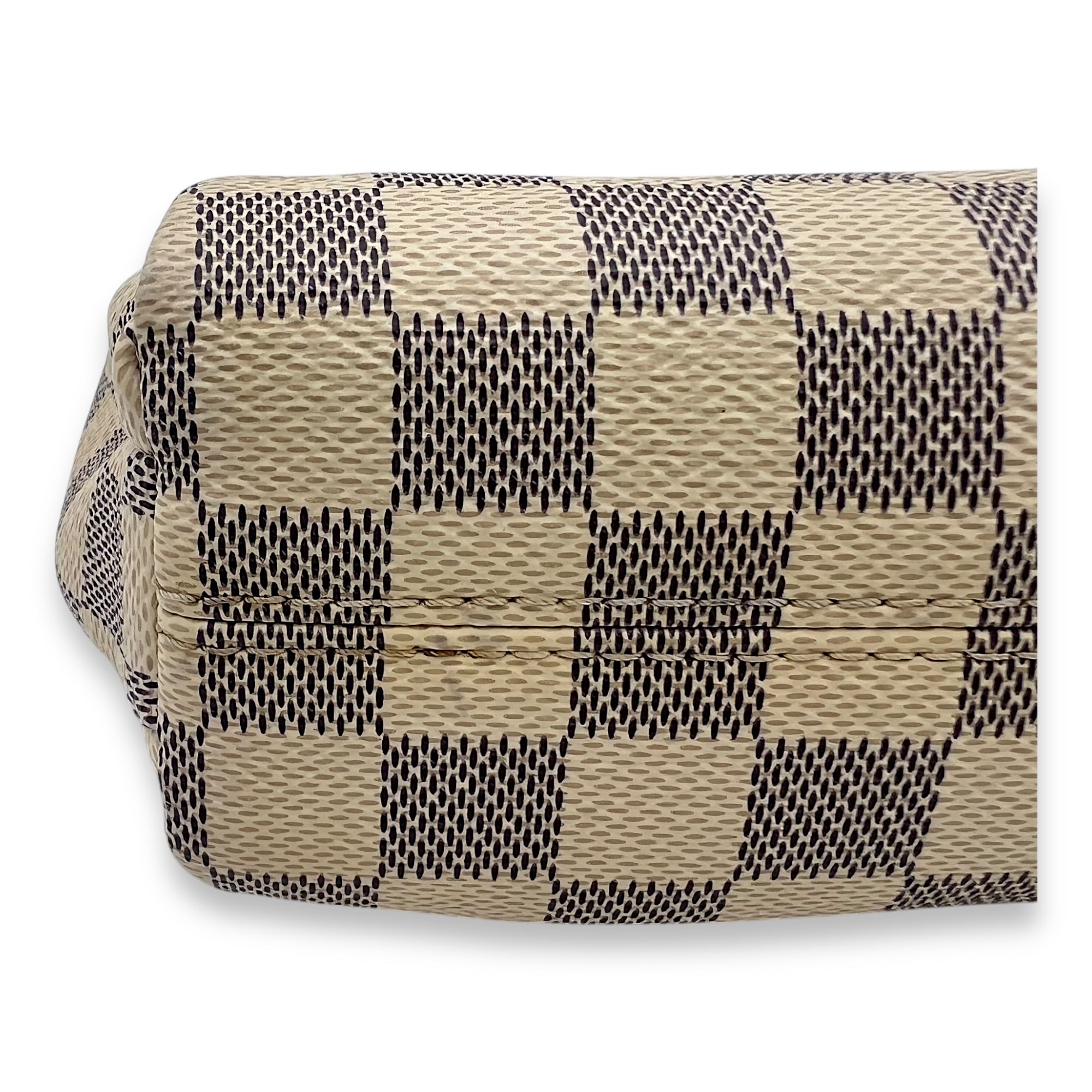 Croisette Top Handle Bag Damier Azur in Coated Canvas, Gold hardware