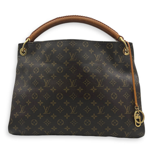 Artsy Top Handle Bag Brown in Monogram Coated Canvas, Gold hardware