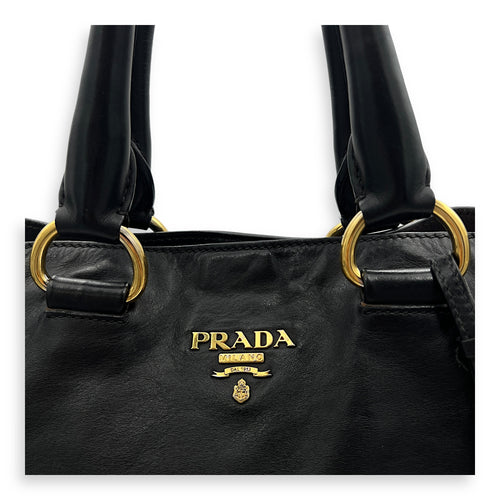 Logo Tote Bag Black in Calfskin, Gold hardware