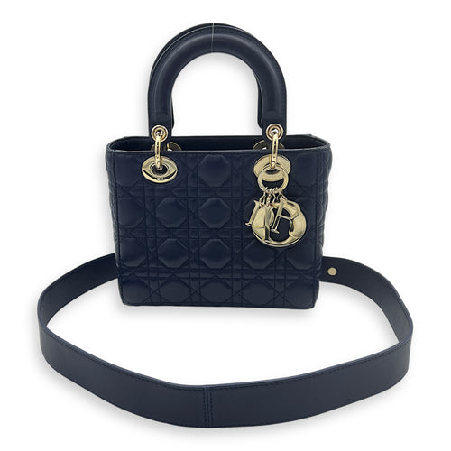 Lady Dior Small Blue Top Handle Bag in Lambskin, Gold hardware