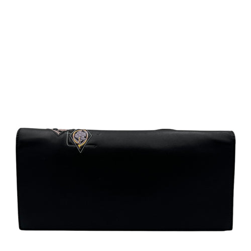 patchwork Clutch Black in Calfskin, Silver hardware