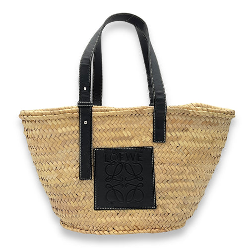 Basket Top Handle Bag Beige in Raffia, Gold hardware