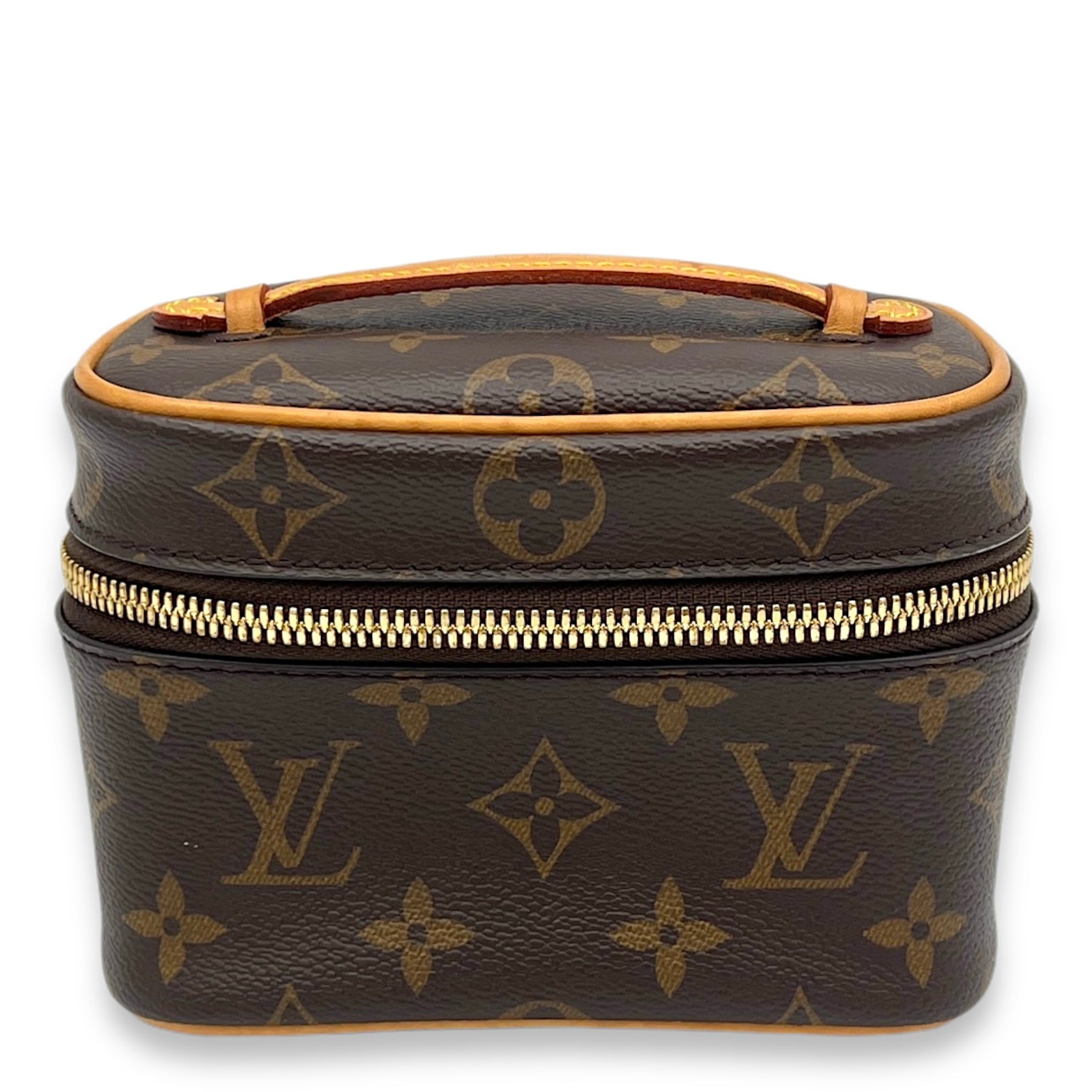 Nice Vanity Bag Nano Brown in Monogram Coated Canvas, Gold hardware