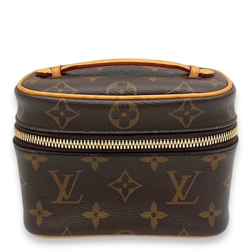 Nice Vanity Bag Nano Brown in Monogram Coated Canvas, Gold hardware