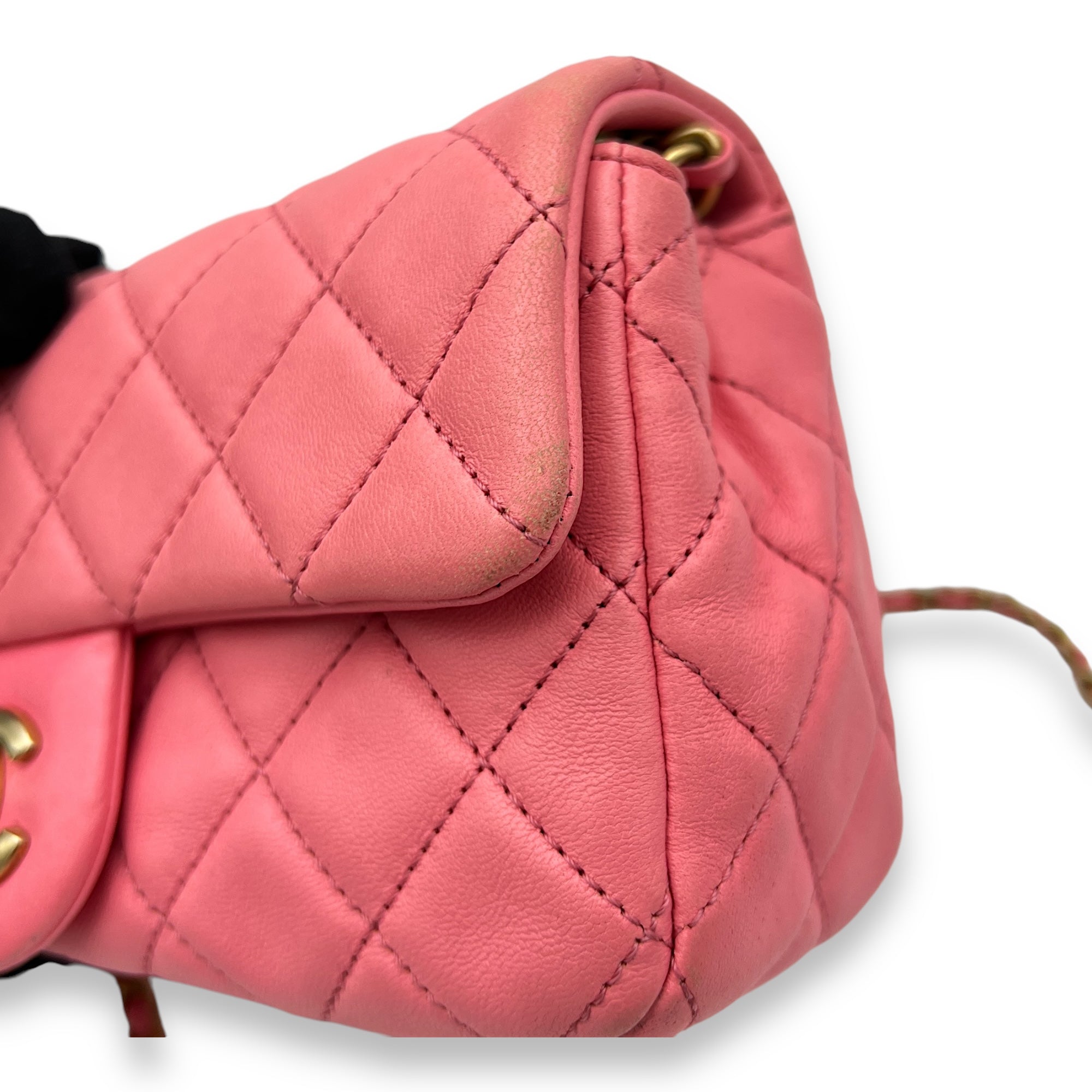 Quilted Pearl Crush Shoulder Bag Pink in Calfskin, Gold hardware