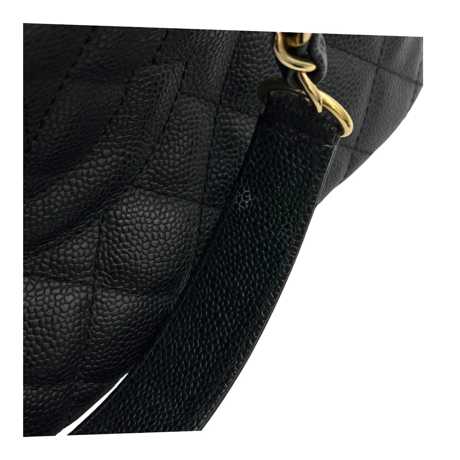 GST Tote Bag Black in Caviar Leather, Gold hardware