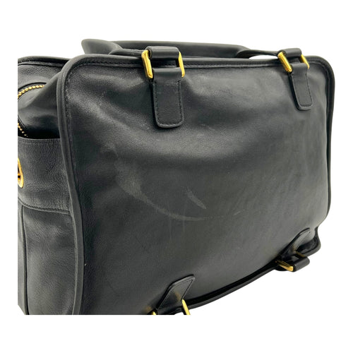 30 Montaigne Top Handle Bag Black in Calfskin, Gold hardware