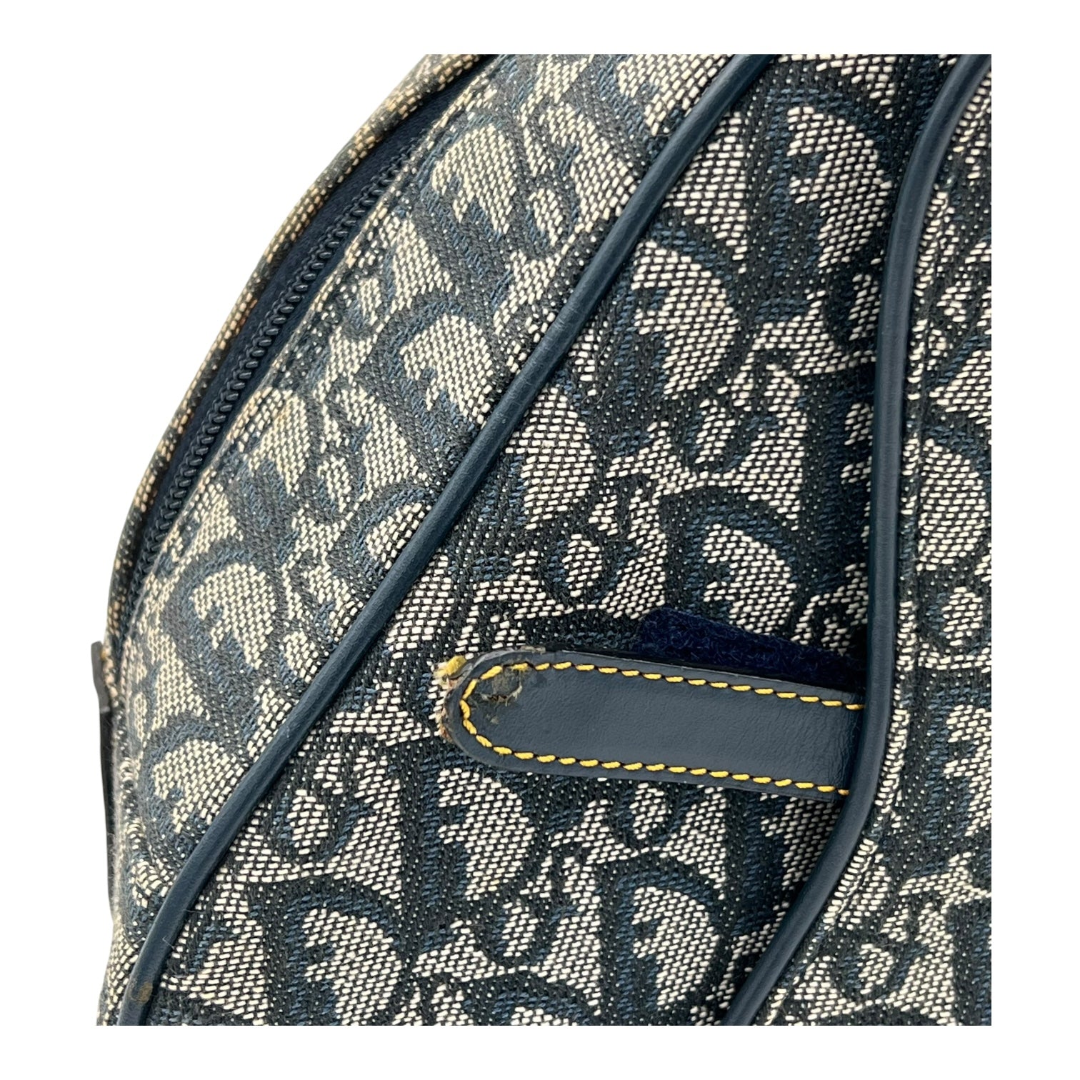 Saddle Bowling Blue Top Handle Bag in Jacquard, Gold hardware