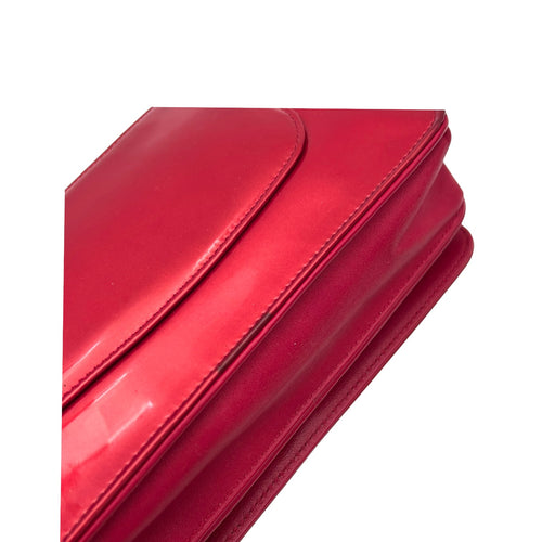 CC Wallet On Chain Red in Patent Leather, Silver hardware