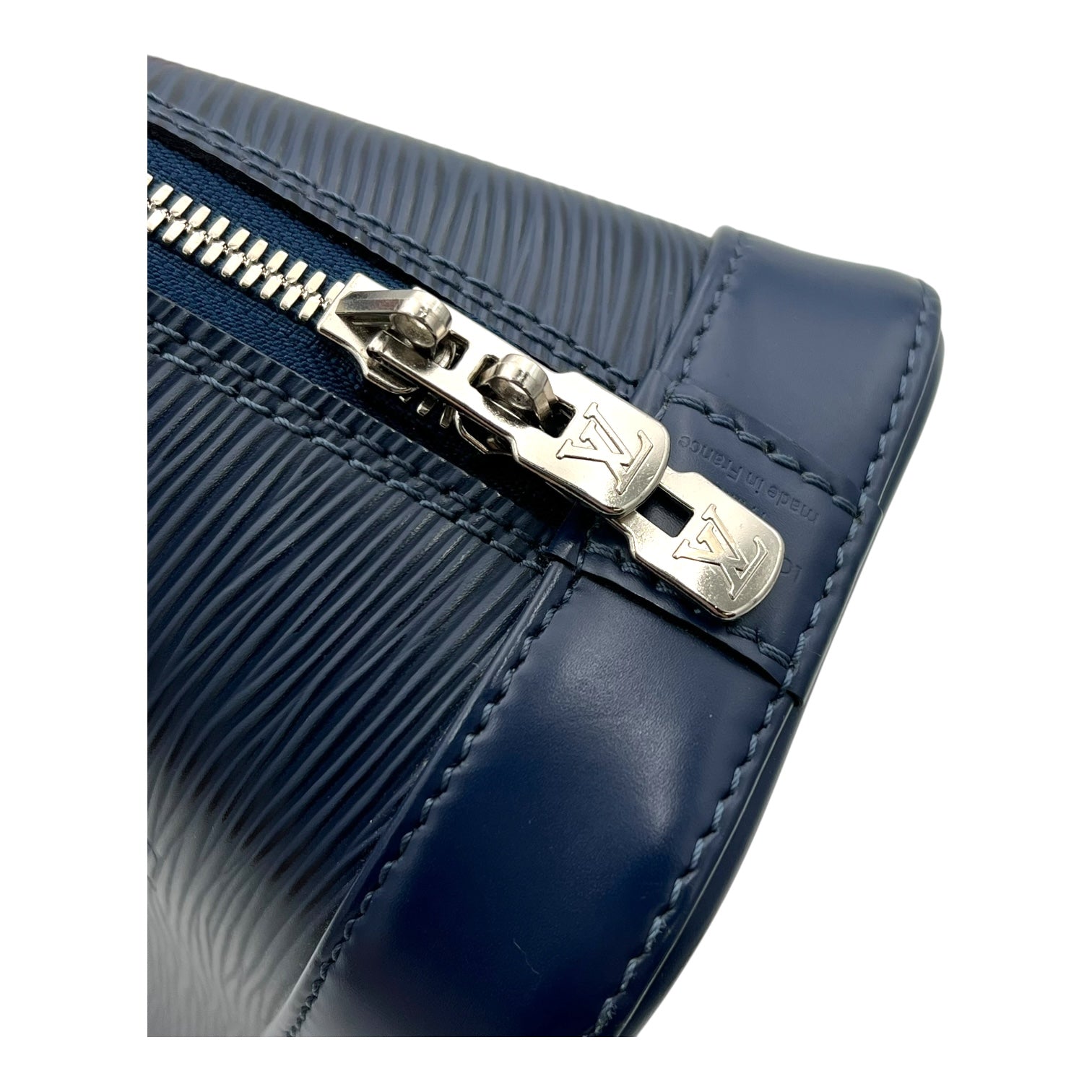 Alma Top Handle Bag BB Blue in Epi Leather, Silver hardware