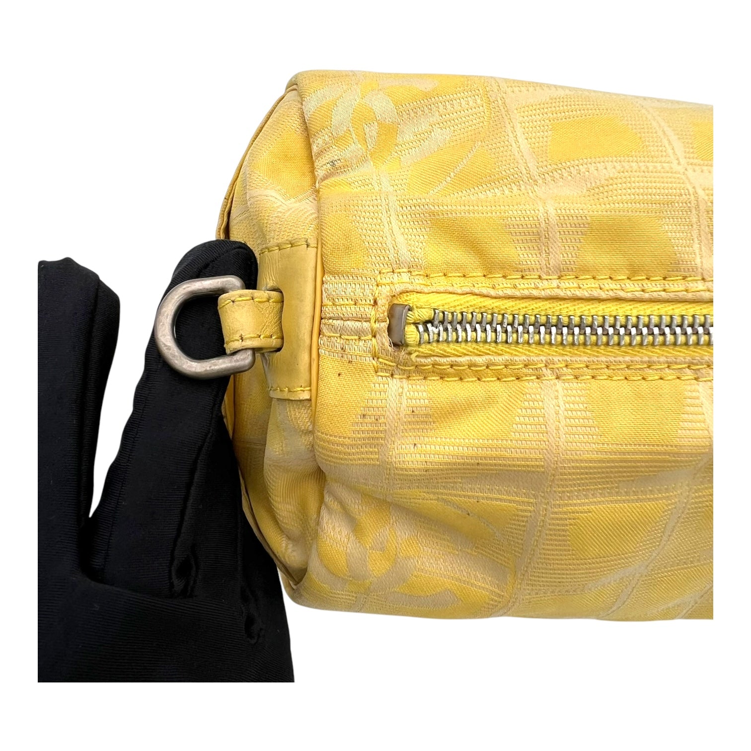 Travel Line Crossbody Bag Yellow in Canvas, Silver hardware