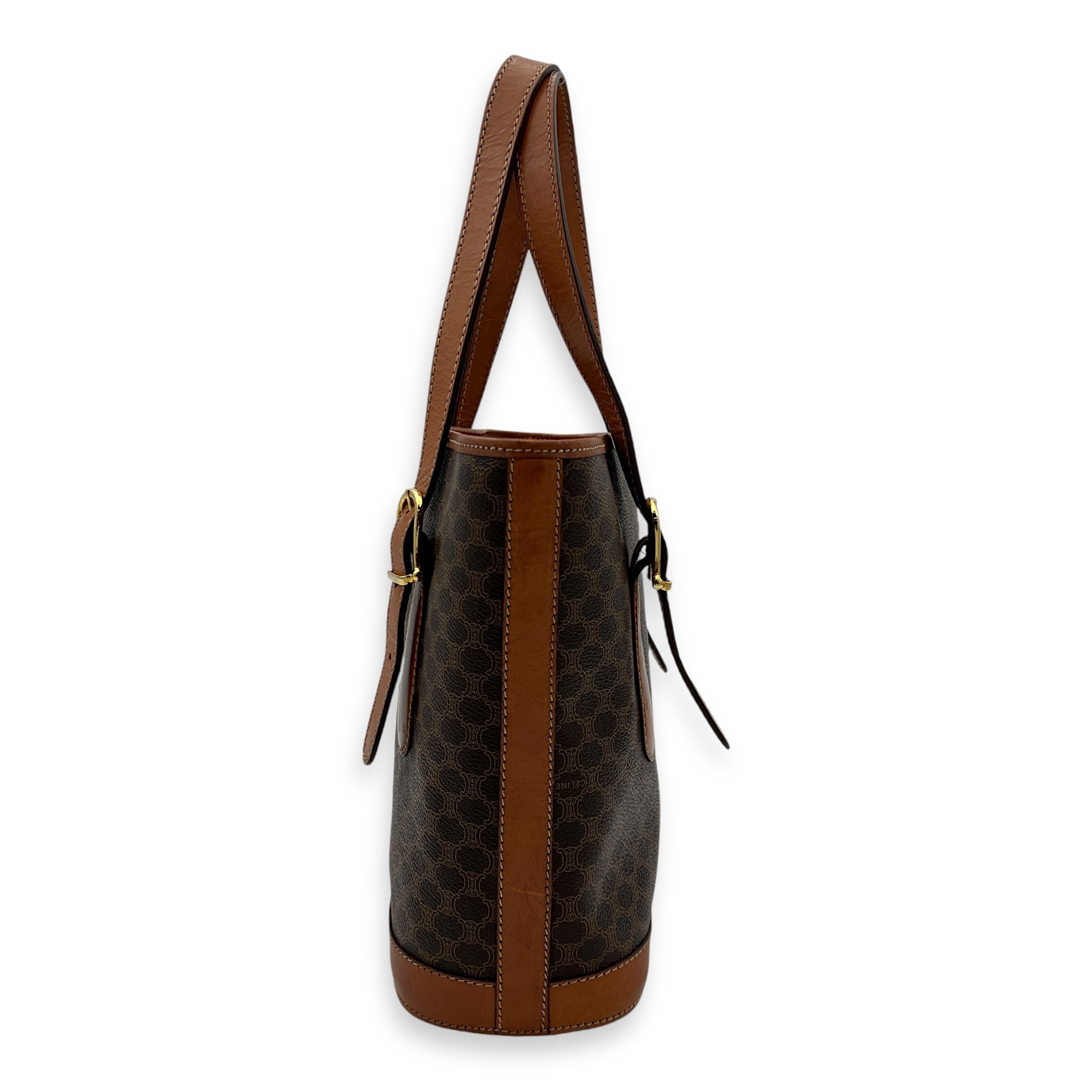 Macadam Tote Bag Brown in Coated Canvas, Gold hardware