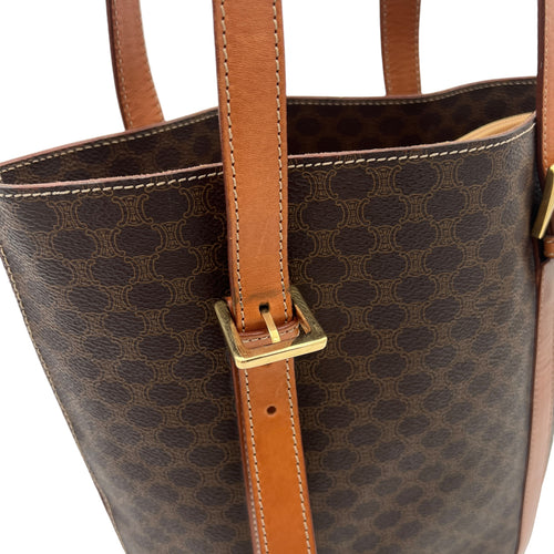 Macadam Tote Bag Brown in Coated Canvas, Gold hardware