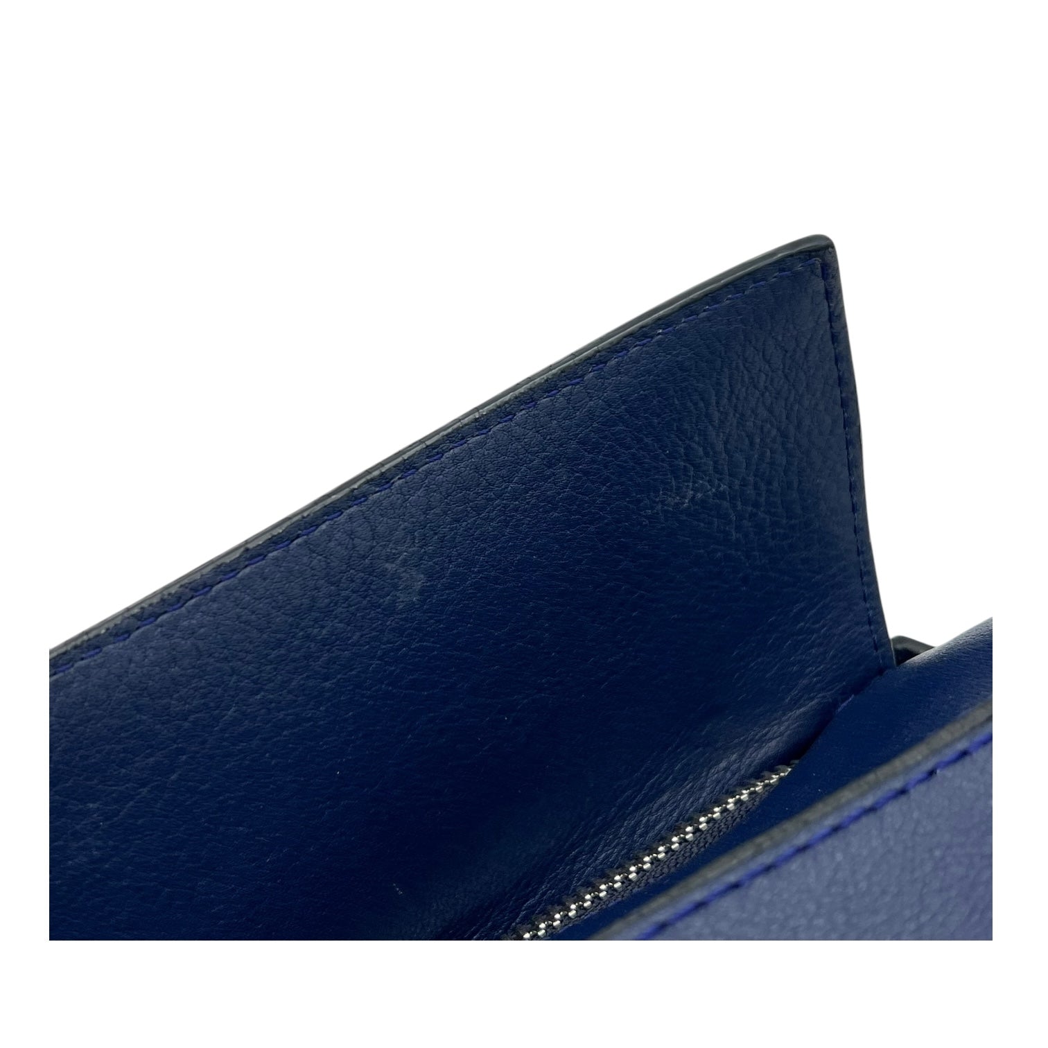 Puzzle Medium Blue Top Handle Bag in Calfskin, Silver hardware