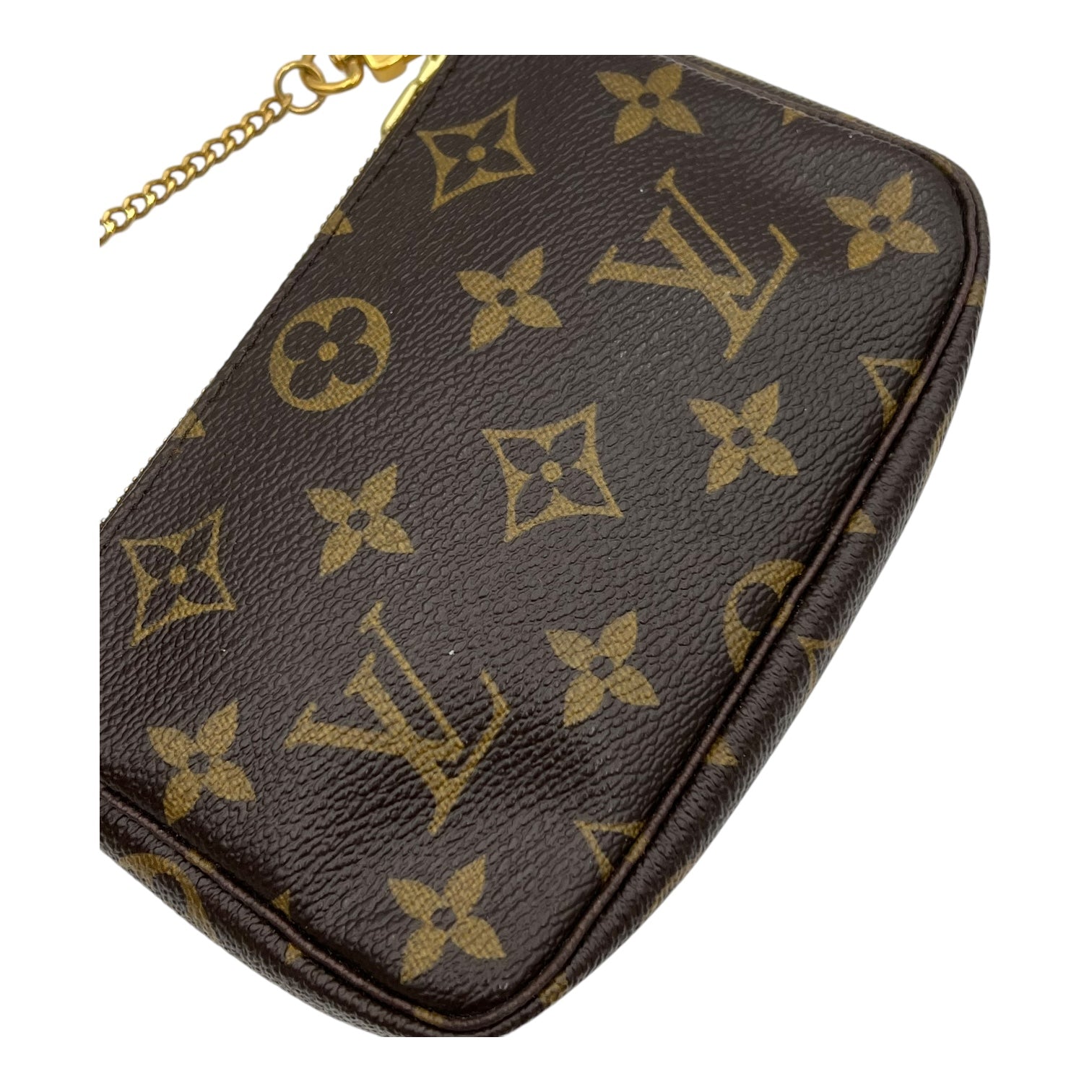 Pochette Accessoires Shoulder Bag Mini Brown in Monogram Coated Canvas, Gold hardware