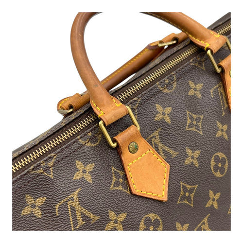 Speedy Top Handle Bag 35 Brown in Monogram Coated Canvas, Gold hardware