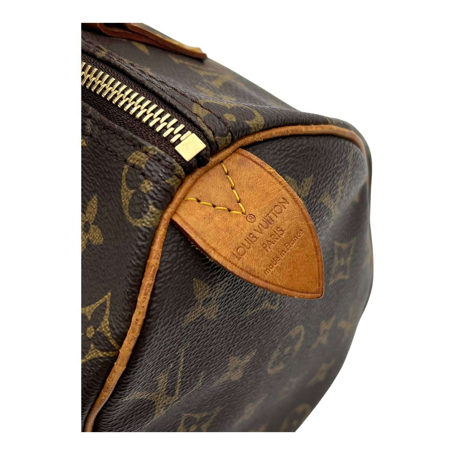 Speedy Top Handle Bag 25 Brown in Monogram Coated Canvas, Gold hardware