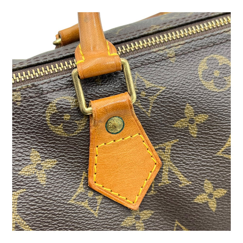 Speedy Top Handle Bag 30 Brown in Monogram Coated Canvas, Gold hardware