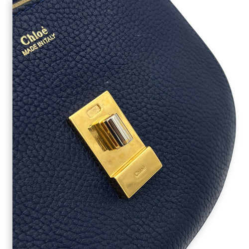 Drew Shoulder Bag Blue in Calfskin, Gold hardware