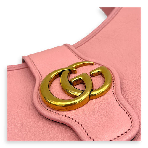 Aphrodite Pink Shoulder Bag in Goat Leather, Gold hardware