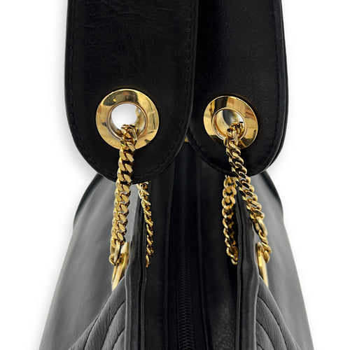 Vintage Top Handle Bag Black in Lambskin, Gold hardware